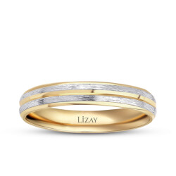 Gold Two Color Men's Wedding Ring - 1