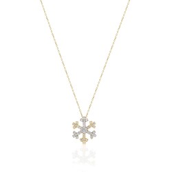 Gold Two Color Snowflake Necklace - 1