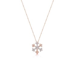 Gold Two Color Snowflake Necklace - 2