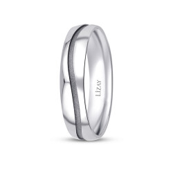 Gold White Men's Wedding Ring - 2